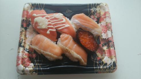 Sushi I bought from a shop on my way to work